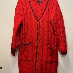 Eloquii Women's Red Cable Knit Cardigan Sweater, 14/16